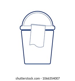 Bucket and a rag sign. Vector. Flat style black icon on white.