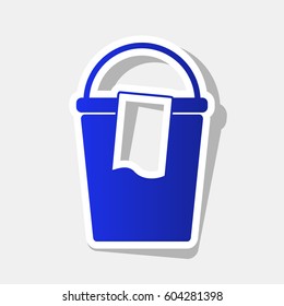 Bucket and a rag sign. Vector. New year bluish icon with outside stroke and gray shadow on light gray background.