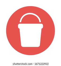 bucket red , block and flat style icon vector illustration design