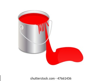 bucket with red paint