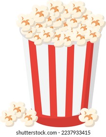 Bucket of Salted Popcorn concept Late or movie Night cravings snacks vector icon design, Fast Food symbol, Junk food sign, popular inexpensive good taste snacks stock illustration 