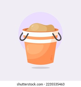 bucket with sand icon cartoon style illustration