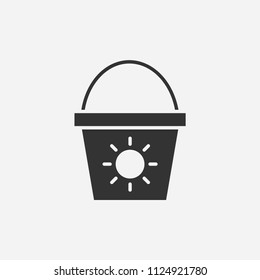 Bucket in sand icon illustration,vector summer sign symbol