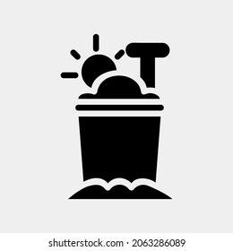 Eimer Sand Symbol, Vektorgrafik im soliden Stil über den Sommer, Verwendung für Website-Mobile-App-Präsentation