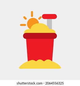 Bucket sand Symbol Vektorgrafik flach über den Sommer, Verwendung für Website-Mobile App-Präsentation