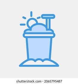 Bucket sand icon vector illustration in blue style about summer, use for website mobile app presentation