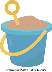 Bucket with sand, illustration, vector on white background