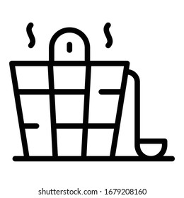 Bucket for a sauna icon. Outline bucket for a sauna vector icon for web design isolated on white background