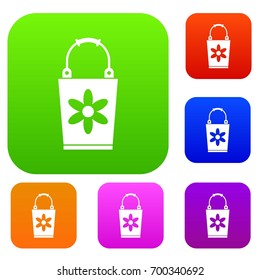 Bucket set icon in different colors isolated vector illustration. Premium collection