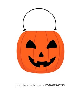 Un cubo en forma de calabaza. Ilustración vectorial