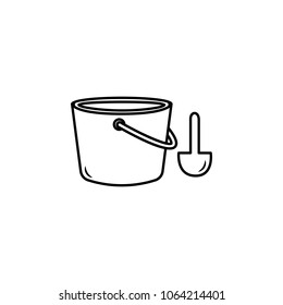 bucket with shovel icon. Element of baby and toys for mobile concept and web apps. Thin line  icon for website design and development, app development. Premium icon on white background
