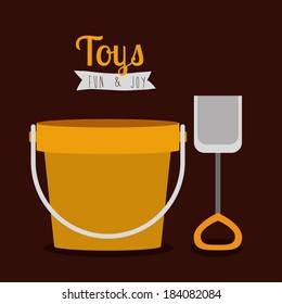 Bucket and shovel illustration, Vector illustration