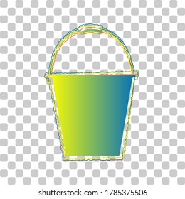 Bucket sign for garden. Blue to green gradient Icon with Four Roughen Contours on stylish transparent Background. Illustration.