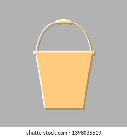 Bucket sign for garden. Emboss effect with light orange icon on gray background.