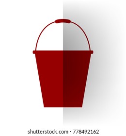 Bucket sign for garden. Vector. Bordo icon on white bending paper background.
