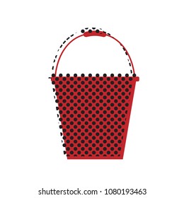 Bucket sign for garden. Vector. Brown icon with shifted black circle pattern as duplicate at white background. Isolated.