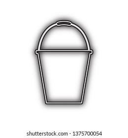 Bucket sign for garden. Vector. Double contour black icon with soft shadow at white background. Isolated.
