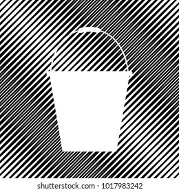 Bucket sign for garden. Vector. Icon. Hole in moire background.