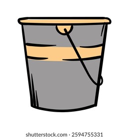 Bucket. Simple vector illustration of icon, sticker, print. Hand-drawn image isolated on white background
