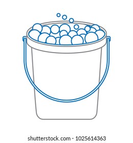 bucket with soap bubbles cleaning house