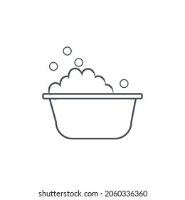 Bucket with soap foam line icon,vector, illustration,