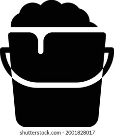 icono plano de glifo vectorial de jabón de cubo