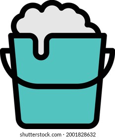 icono de color de línea vectorial de jabón de cubo