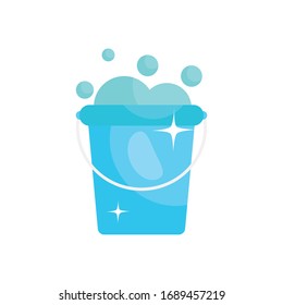 bucket with soapy water icon over white background, flat style, vector illustration