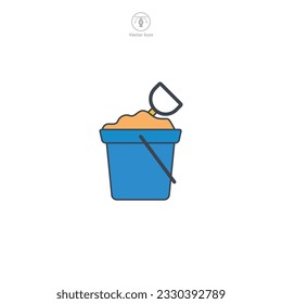 Bucket and Spade icon symbol vector illustration isolated on white background
