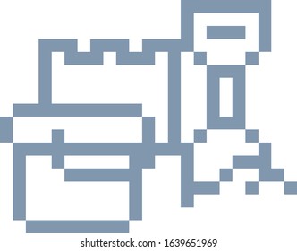 A bucket and spade sandcastle icon in a pixel 8 bit video game art style