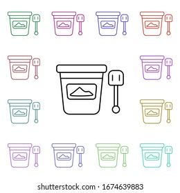 Bucket and spatula line multi color style icon. Simple thin line, outline vector of toys icons for ui and ux, website or mobile application