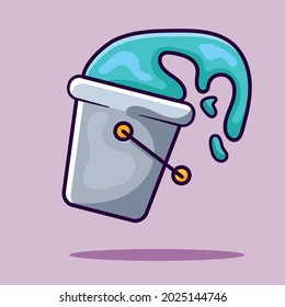 bucket with splash water isolated vector illustration in flat style