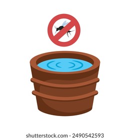 bucket with stagnant water with focus dengue mosquito isolated