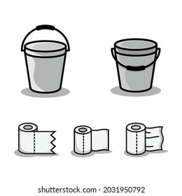 Bucket And Tissue Roll Icon Illustration Vector Design Template.