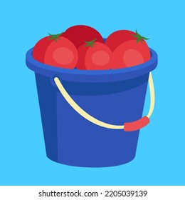 Eimer mit Tomaten, Abbildung, Vektorgrafik