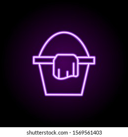 Bucket and towel neon icon. Simple thin line, outline vector of cleaning icons for ui and ux, website or mobile application