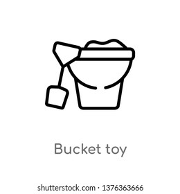 bucket toy vector line icon. Simple element illustration. bucket toy outline icon from toys concept. Can be used for web and mobile