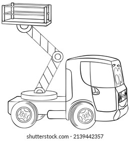 Bucket Truck. Element For Coloring Page. Cartoon Style.