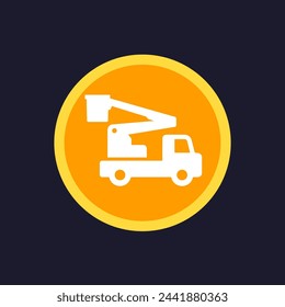 bucket truck icon, boom lift vector sign