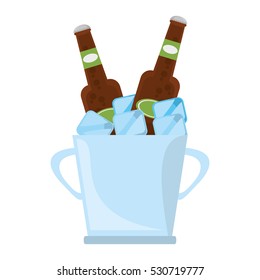 bucket two beers cool ice design vector illustration eps 10