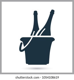 Bucket with two bollles wine simple icon