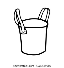 Bucket with two handles. Garden tools. Vector element for the design.