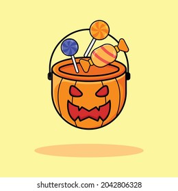 Bucket use pumpkin simple vecotr for halloween day