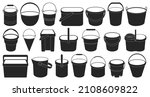 Bucket vector black set icon. Vector illustration plastic bucketful on white background. Isolated black set icon bucket.