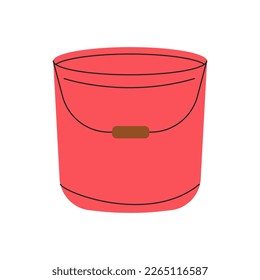 Ilustración plana vectorial del cubo. Accesorios para el trabajo doméstico.
