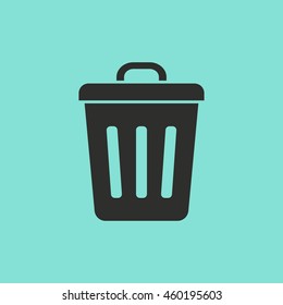 Bucket vector icon. Black illustration isolated on green background for graphic and web design.