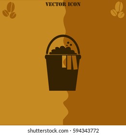 Bucket vector  icon. Coffee symbol background.