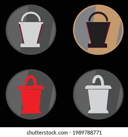 icono del vector del balde, Cubo de jardín, Contenedor para agua. Icono de vector plano. Sencillo símbolo negro sobre fondo blanco.