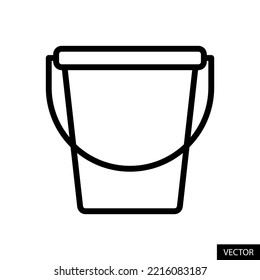 Bucket vector icon in line style design for website, app, UI, isolated on white background. Editable stroke. EPS 10 vector illustration.