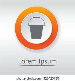 Bucket vector icon. orange icon.